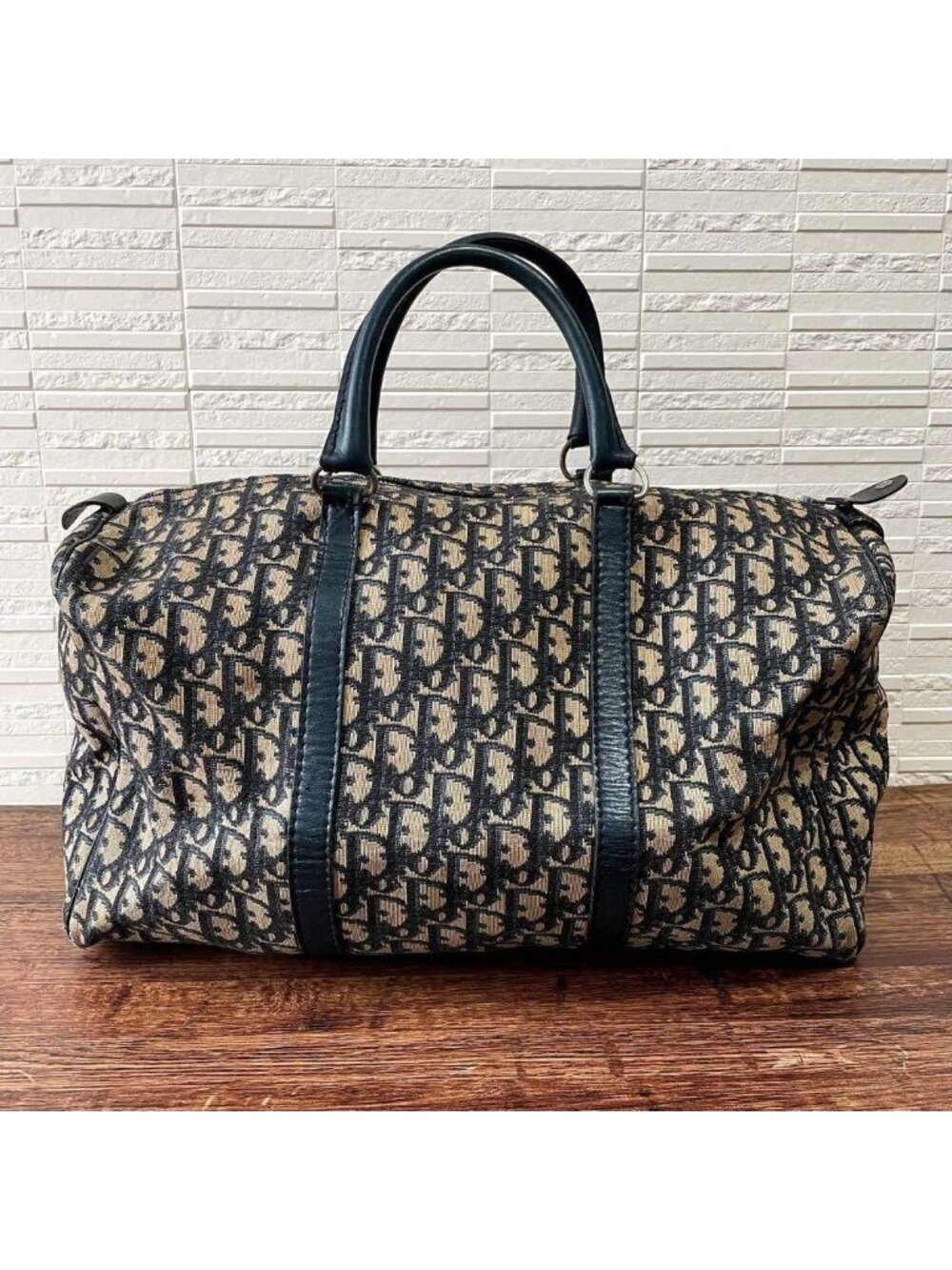 Dior Trotter Canvas Leather Boston Hand Bag All Over Pattern - Picture 2 of 10